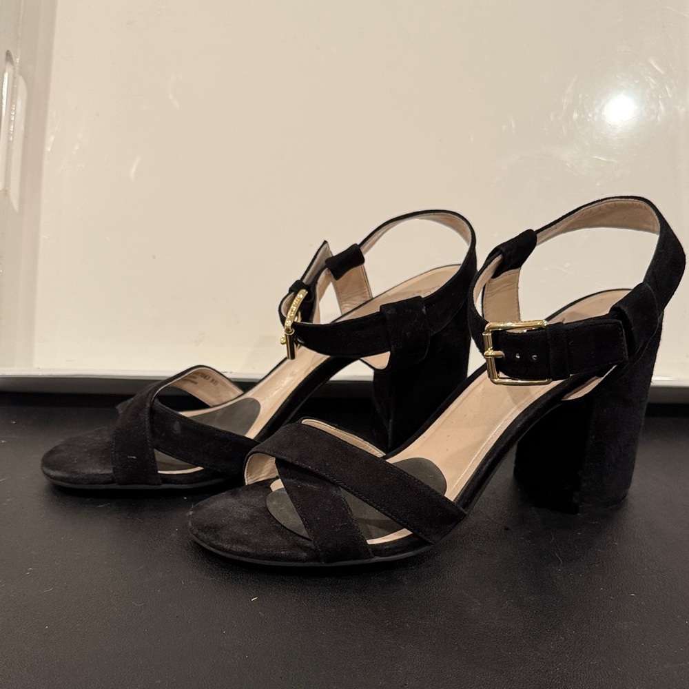 Cole Haan Black Suede Block Heels size 8